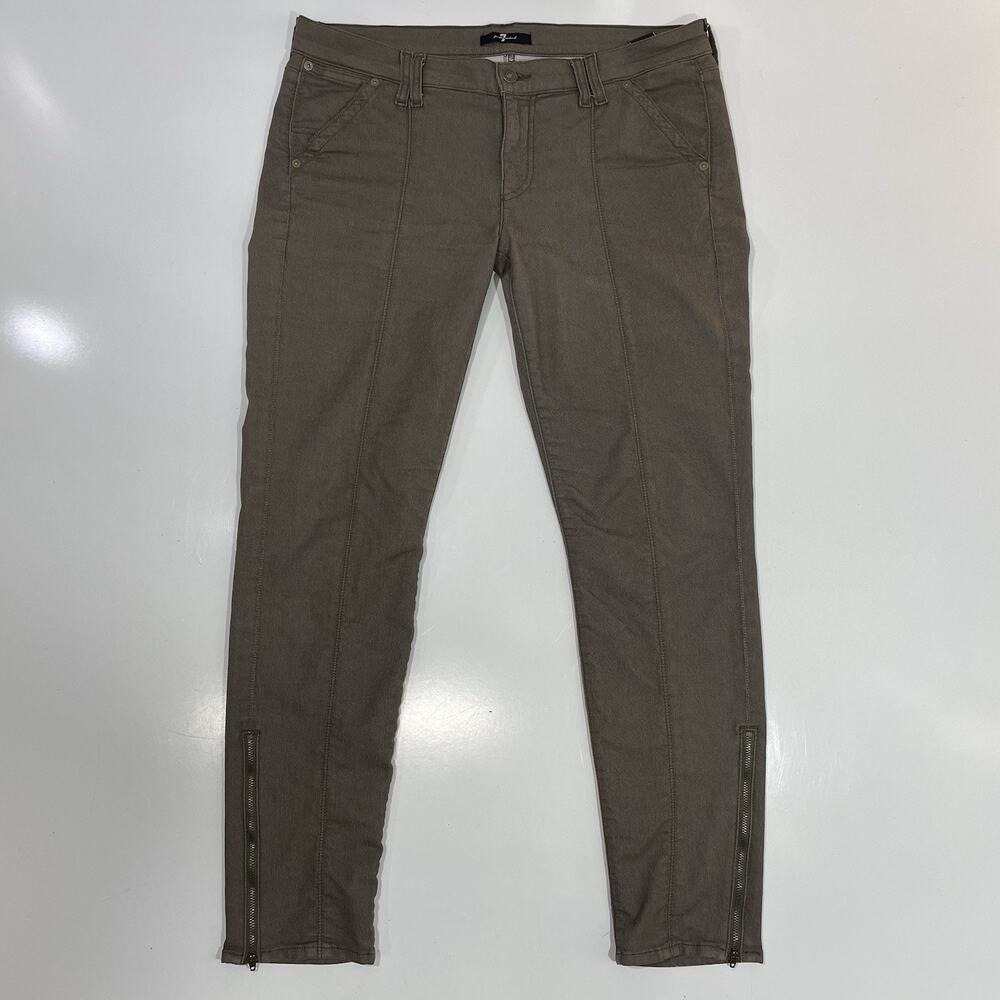 7 For All Mankind Womens Seamed Ankle Zip Utility Skinny Jeans Size 32 (34”) USA